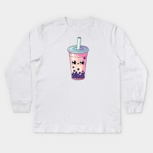 Boba Milk Tea Kids Long Sleeve T-Shirt